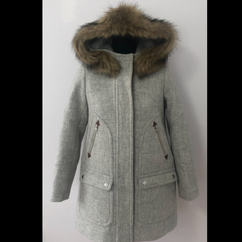 J. Crew Chateau Parka Gray Size 4P NWOT